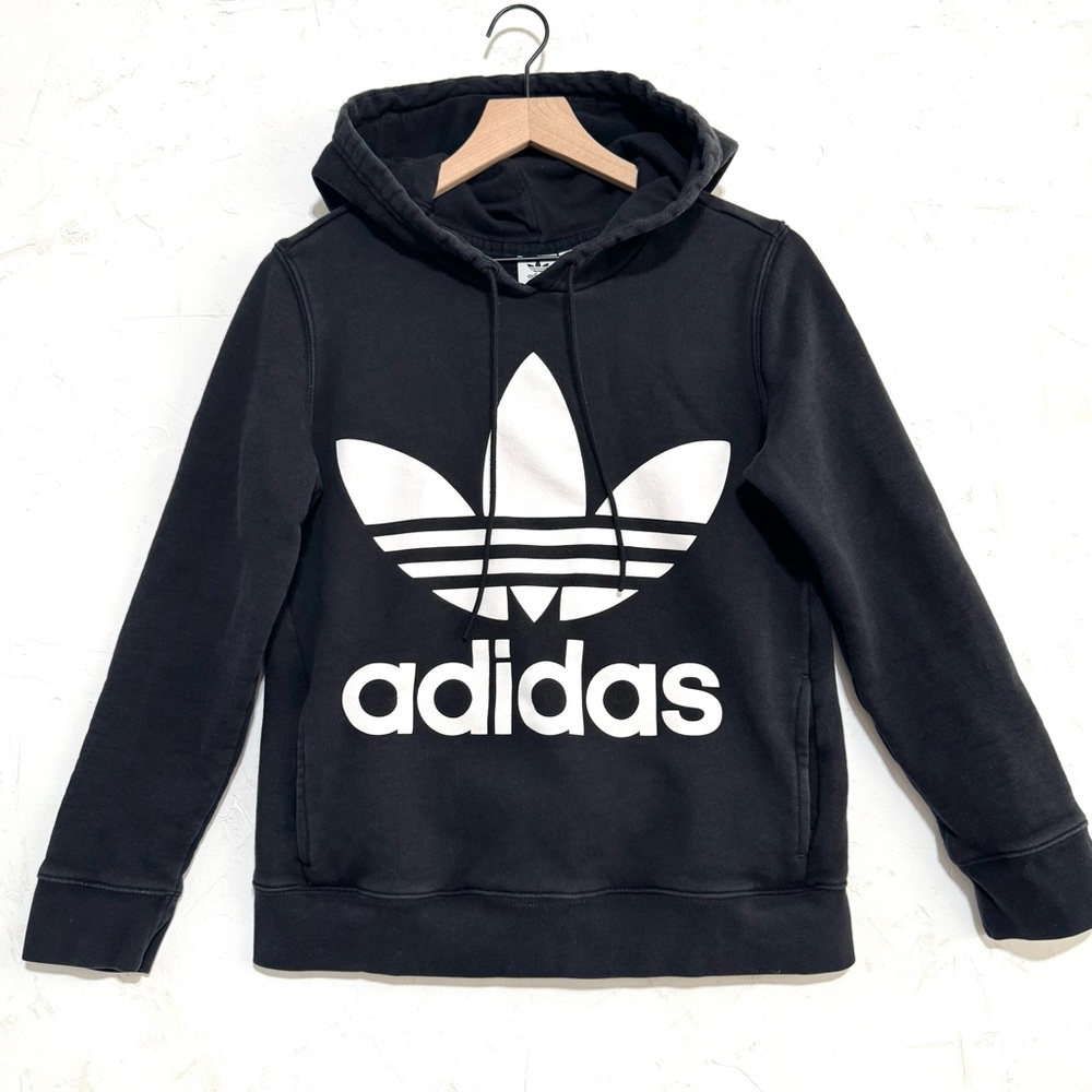 Adidas Trefoil Logo Hoodie Black Small Women’s Pullover Sweatshirt